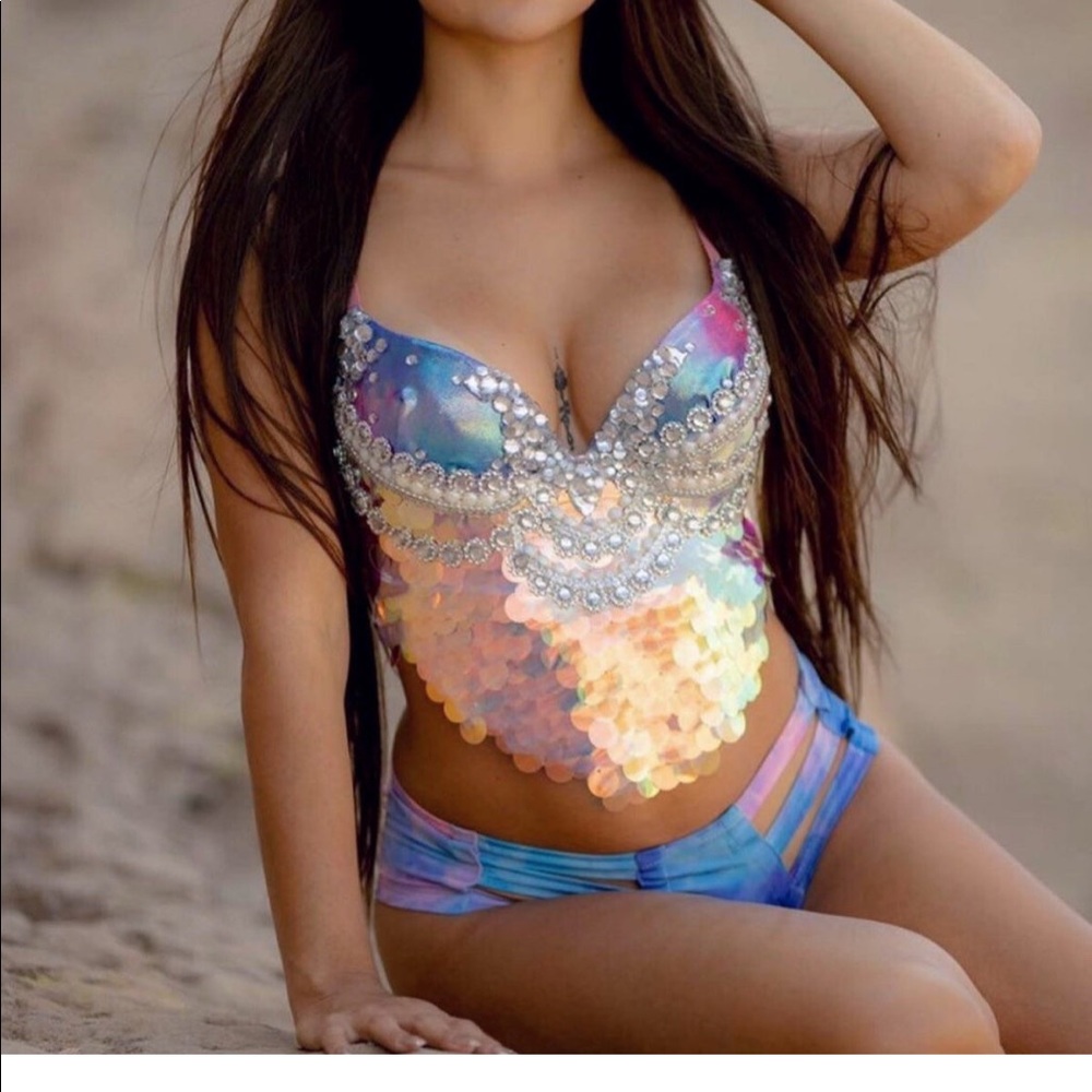 Mermaid Rave Bra top - Picture 1 of 6